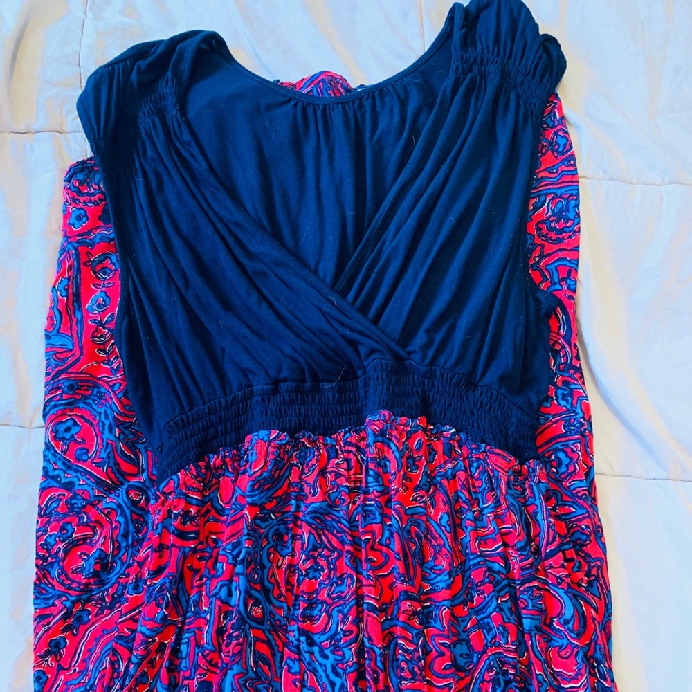 Navy and Floral Paisley Maxi Dress